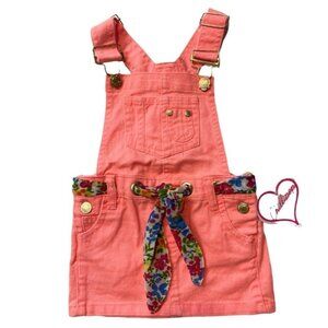 NWT CHILLIPOP‎ Baby Girl's Size 24 Months Coral Overall Skirt Floral Scarf